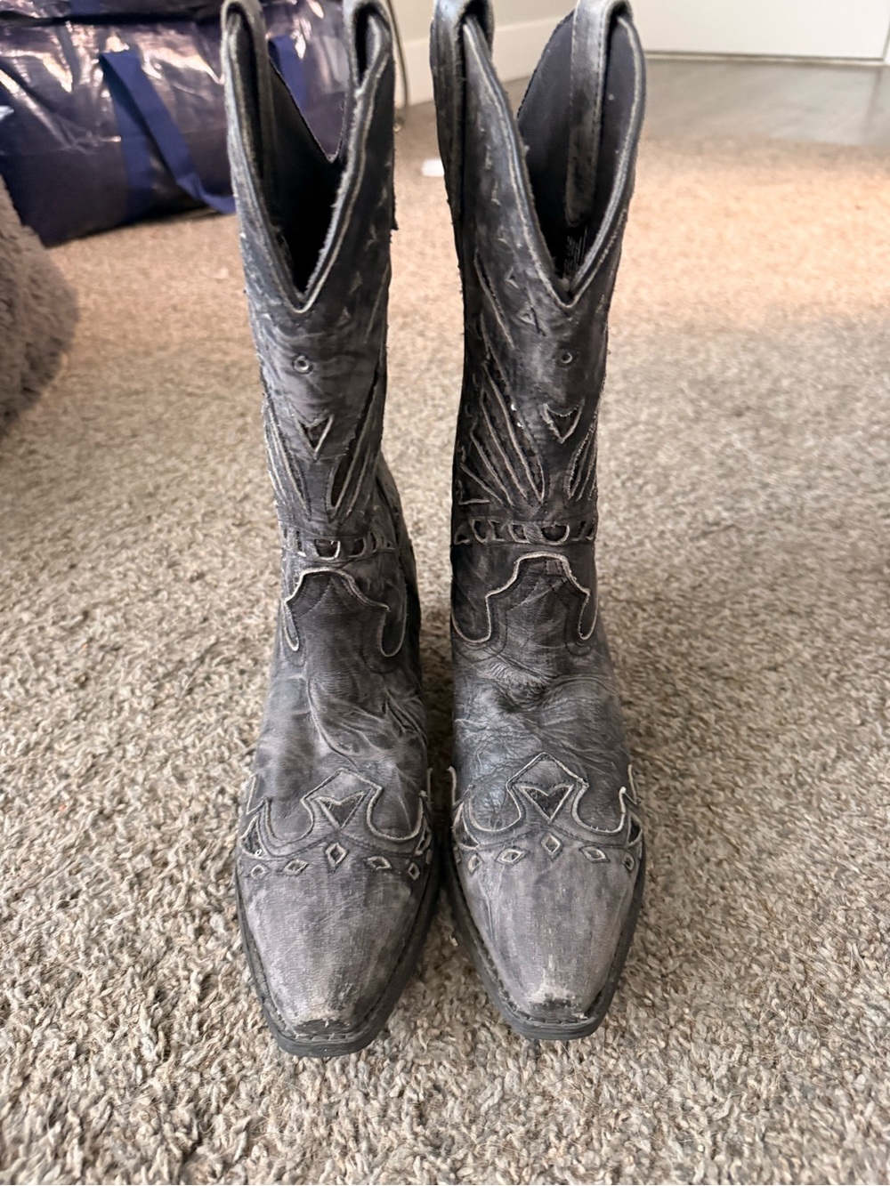 Laredo Gray Embroidered Western Cowboy Boots